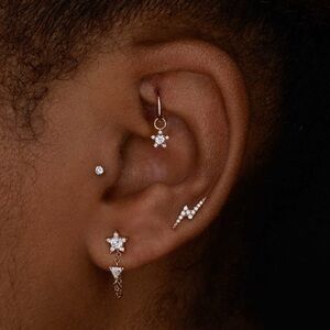 Maria Tash Diamond Gold Lightning Bolt Stud